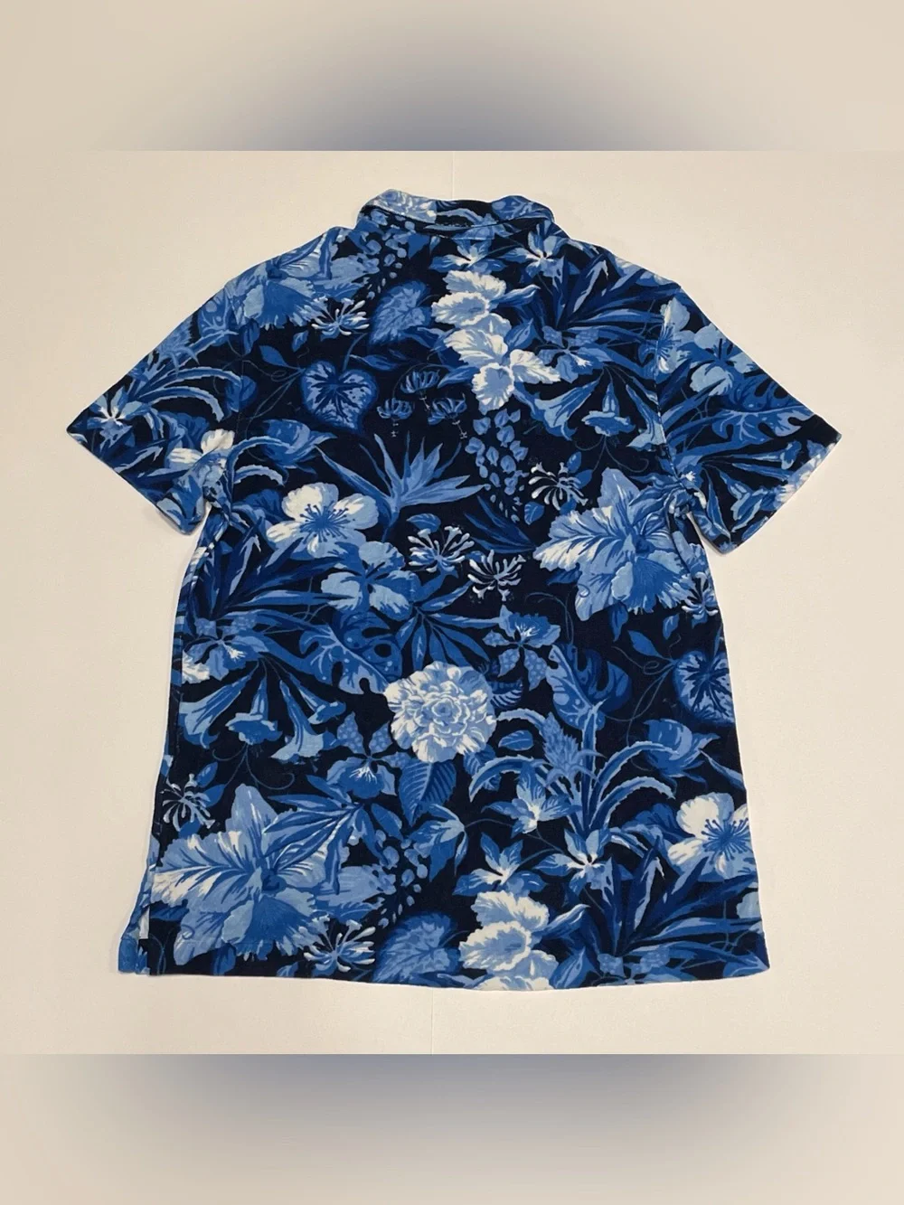 POLO RALPH LAUREN FLORAL HAWAIIAN TERRY SHORT SLEEVE BUTTON UP SHIRT (MEDIUM)